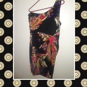Avenue one sleeve shoulder floral dress